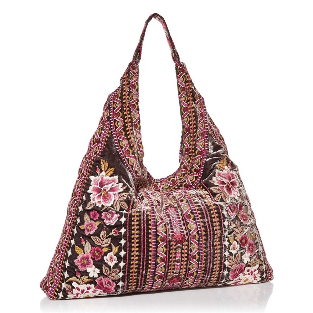 Johnny Was Valmere Embroidered Velvet Hobo Bag - Picture 1 of 5